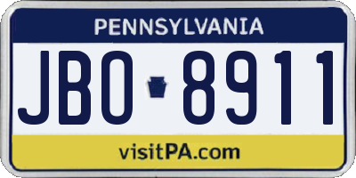 PA license plate JBO8911