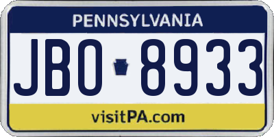 PA license plate JBO8933