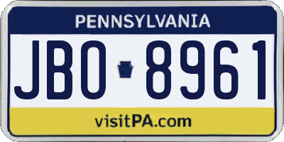 PA license plate JBO8961