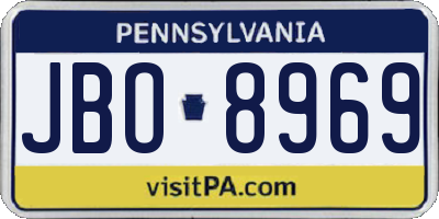 PA license plate JBO8969