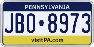 PA license plate JBO8973