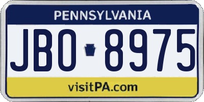 PA license plate JBO8975