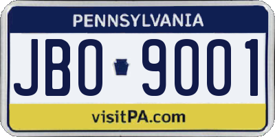 PA license plate JBO9001