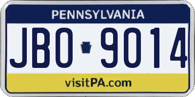 PA license plate JBO9014