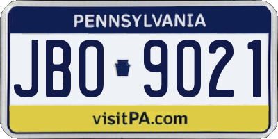 PA license plate JBO9021