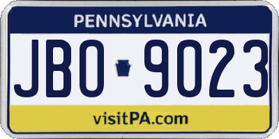 PA license plate JBO9023
