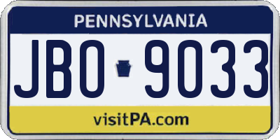 PA license plate JBO9033