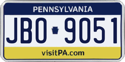 PA license plate JBO9051