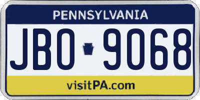 PA license plate JBO9068