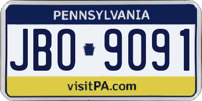 PA license plate JBO9091