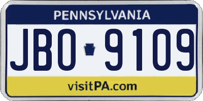PA license plate JBO9109
