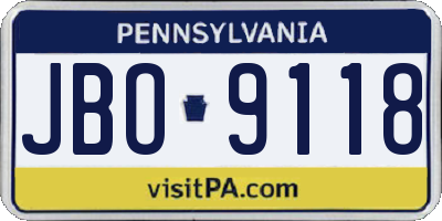 PA license plate JBO9118