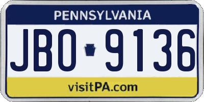 PA license plate JBO9136