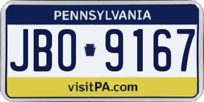 PA license plate JBO9167