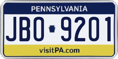 PA license plate JBO9201