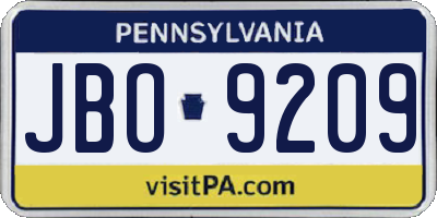 PA license plate JBO9209
