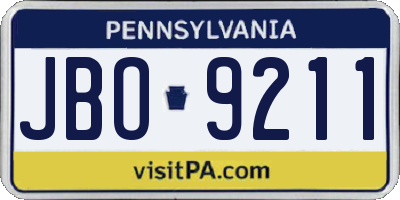 PA license plate JBO9211