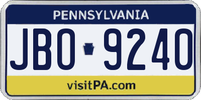 PA license plate JBO9240