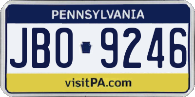 PA license plate JBO9246
