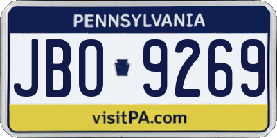 PA license plate JBO9269