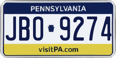 PA license plate JBO9274
