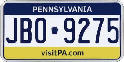 PA license plate JBO9275