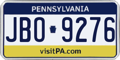 PA license plate JBO9276
