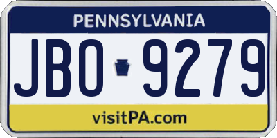 PA license plate JBO9279