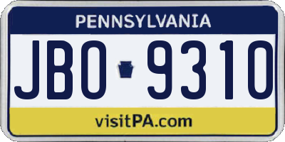 PA license plate JBO9310
