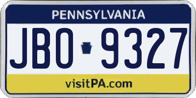 PA license plate JBO9327