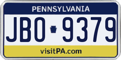 PA license plate JBO9379