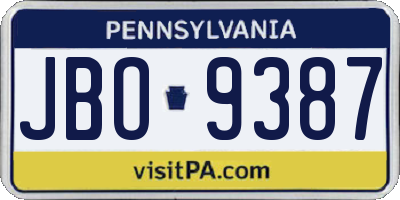 PA license plate JBO9387