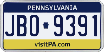 PA license plate JBO9391