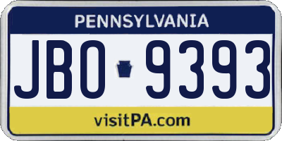 PA license plate JBO9393