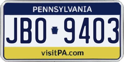 PA license plate JBO9403