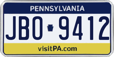 PA license plate JBO9412