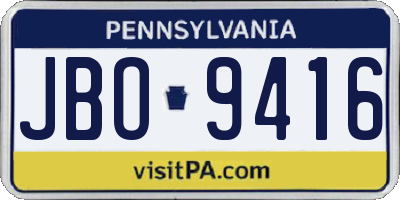 PA license plate JBO9416