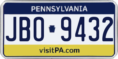 PA license plate JBO9432