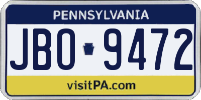 PA license plate JBO9472