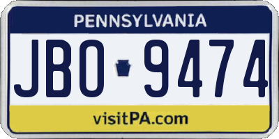 PA license plate JBO9474