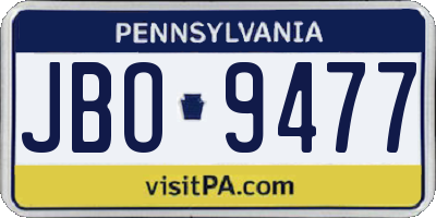 PA license plate JBO9477