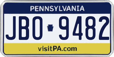 PA license plate JBO9482