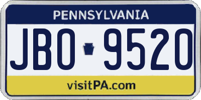 PA license plate JBO9520