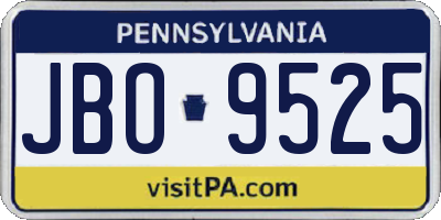 PA license plate JBO9525