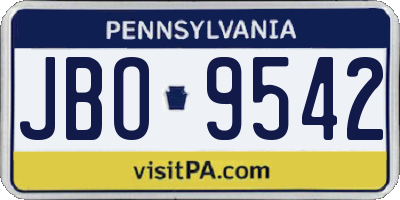 PA license plate JBO9542