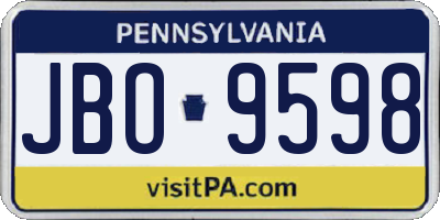 PA license plate JBO9598