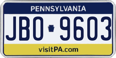 PA license plate JBO9603