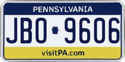 PA license plate JBO9606