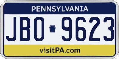 PA license plate JBO9623