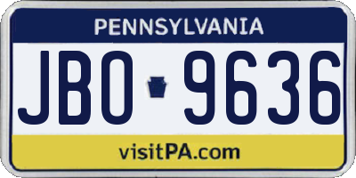 PA license plate JBO9636